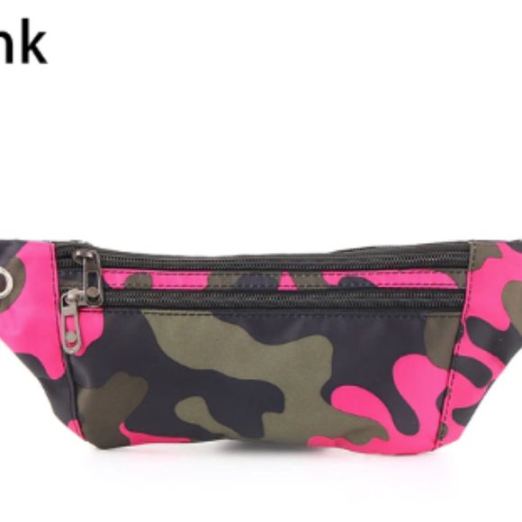 Camouflage Dark Grain Unisex Canvas Bum Bag - Picture 7 of 7